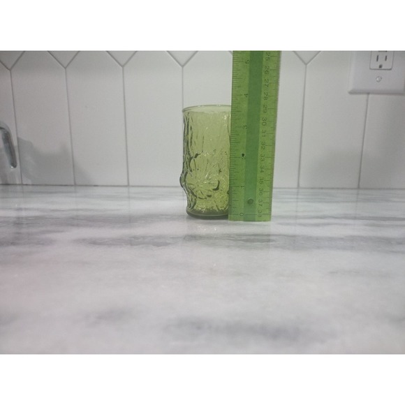 Anchor Hocking Rainflower Avocado Green Glass, Vintage 4" Water Glass, MCM Decor - Picture 8 of 9
